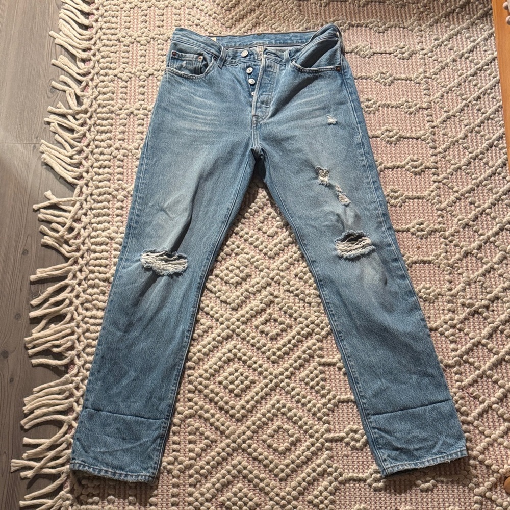 Levi’s 501 Distressed Blue Jeans
